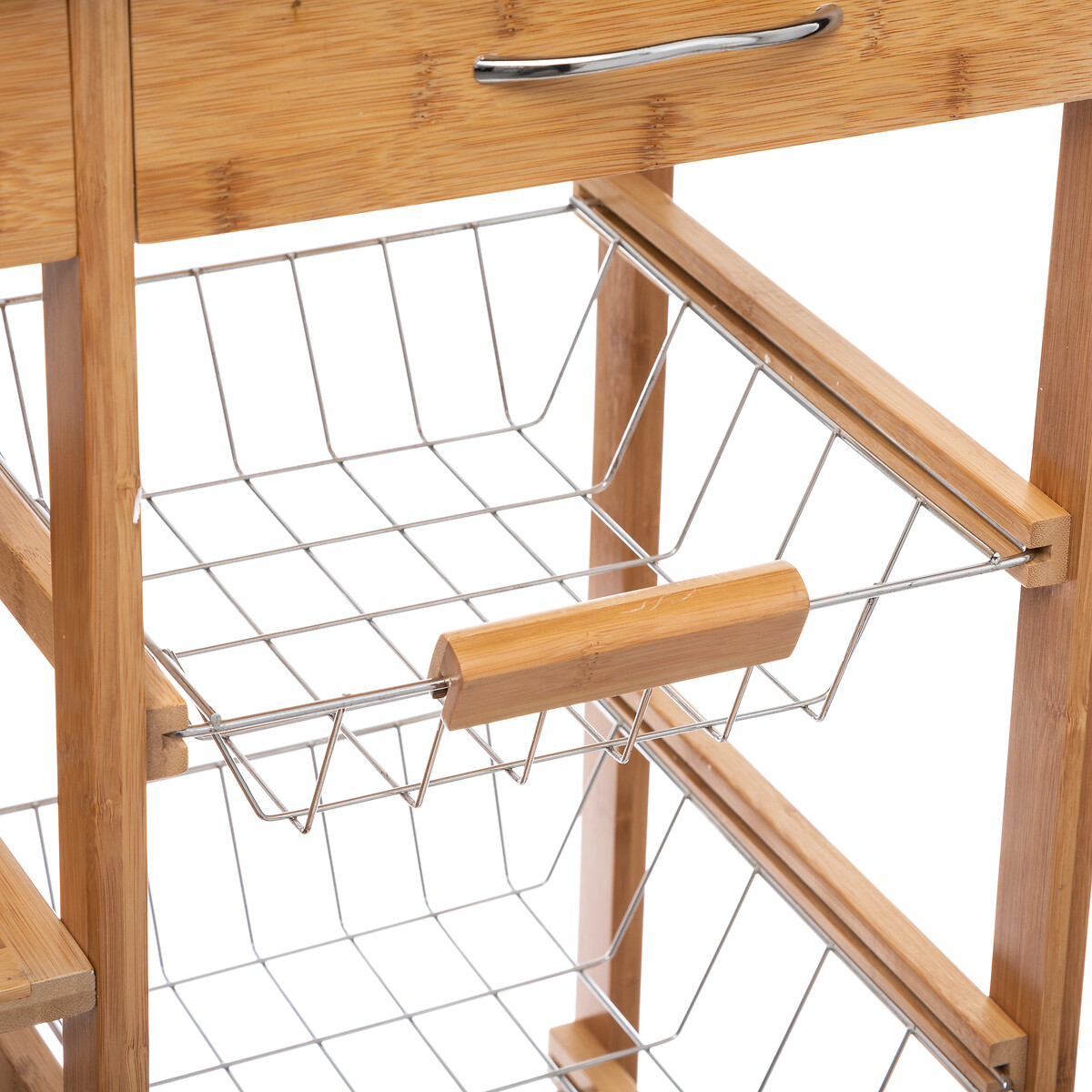 Móvel de apoio em bambu com 3 cestos