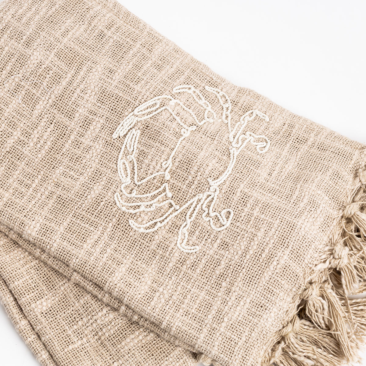 Manta caranguejo HARBOR natural com franjas 125x150cm