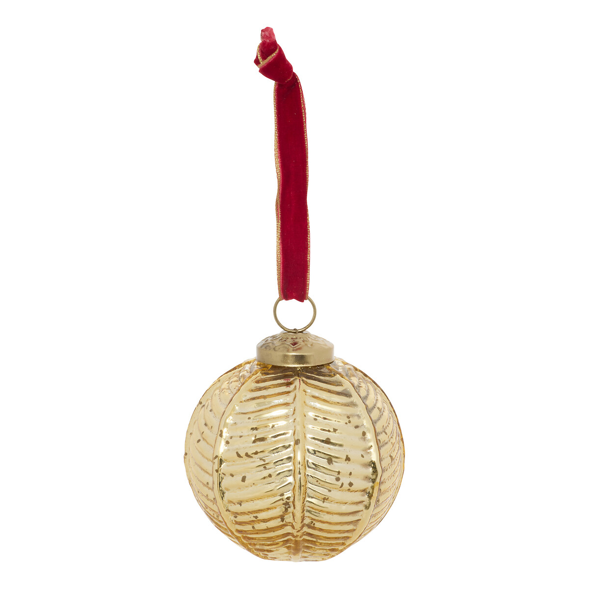 Bola de natal folhas dourado 8cm