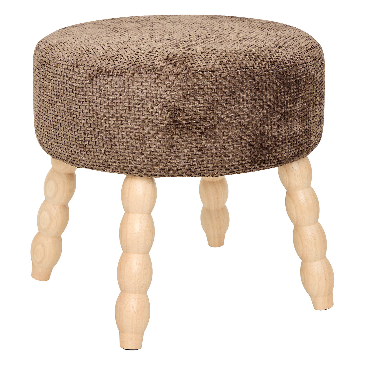 Tamborete SPOLO castanho em chenille 38x38x39cm