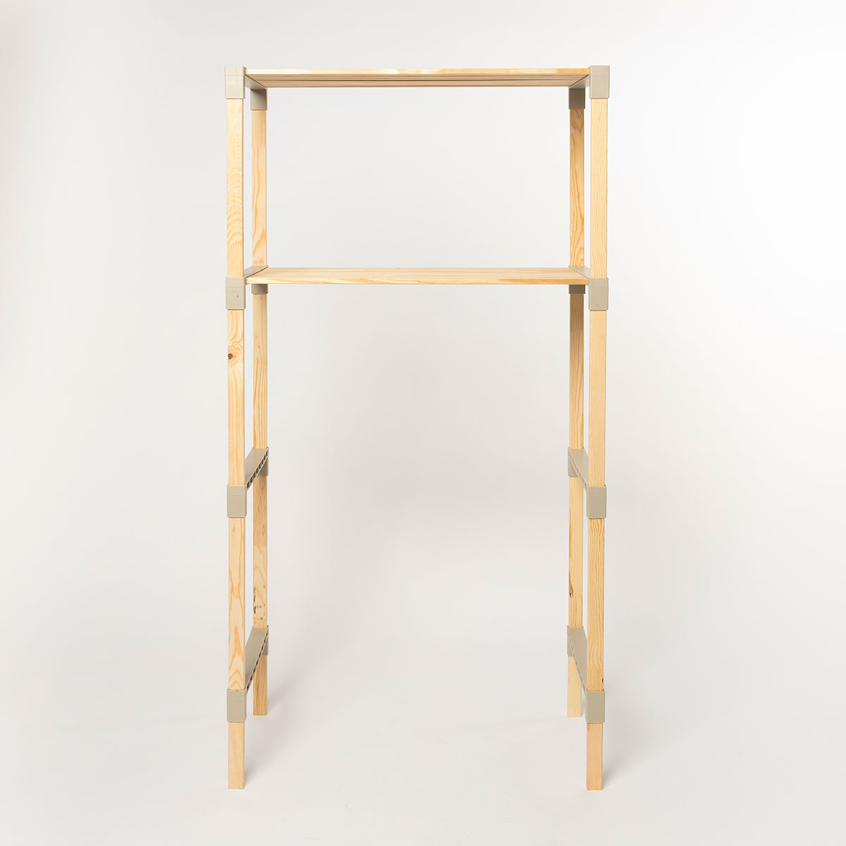 Estante para máquina de lavar bege em madeira