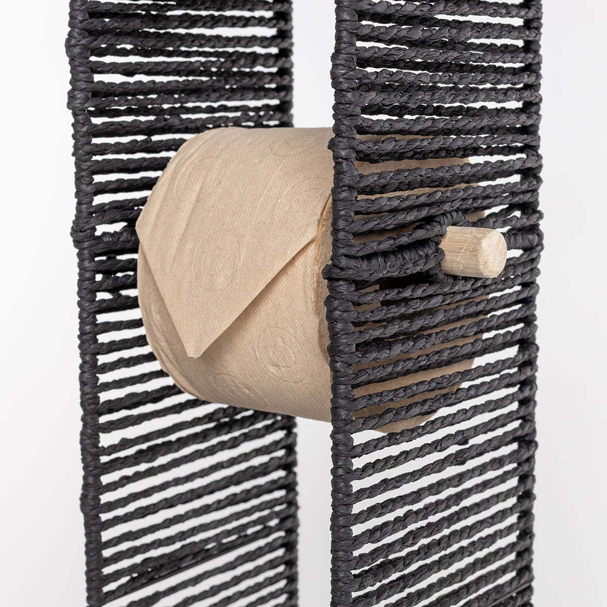 Porta rolos wc preto em corda