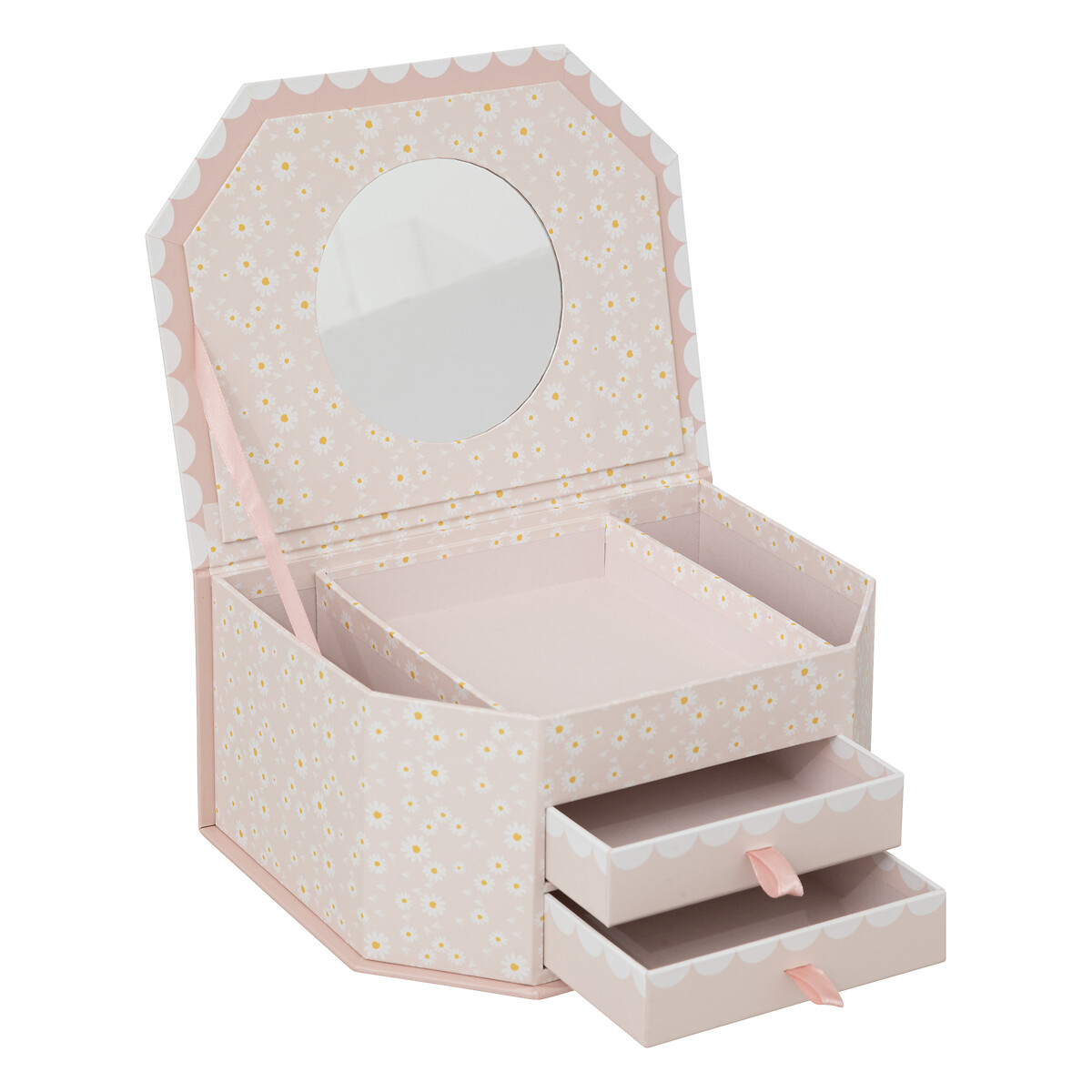 Guarda-joias com 2 gavetas LANA rosa 21cm