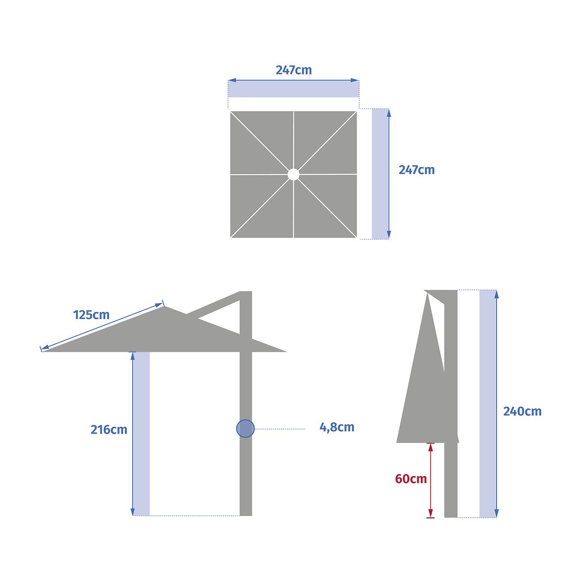 Guarda-sol MANOA descentrado &acirc;mbar 2,5m
