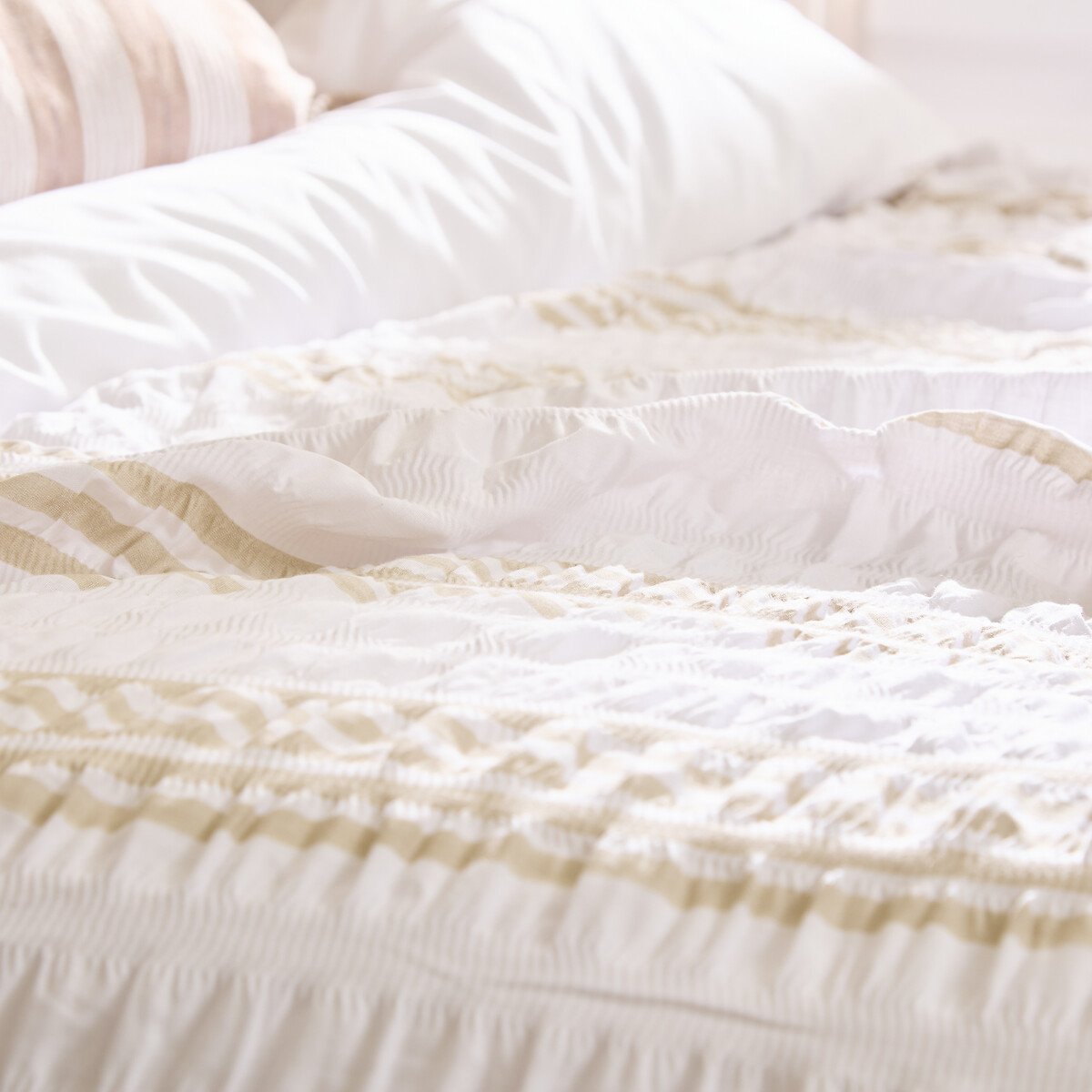 Capa de edred&atilde;o 2 capas de almofadas STRIPES branco