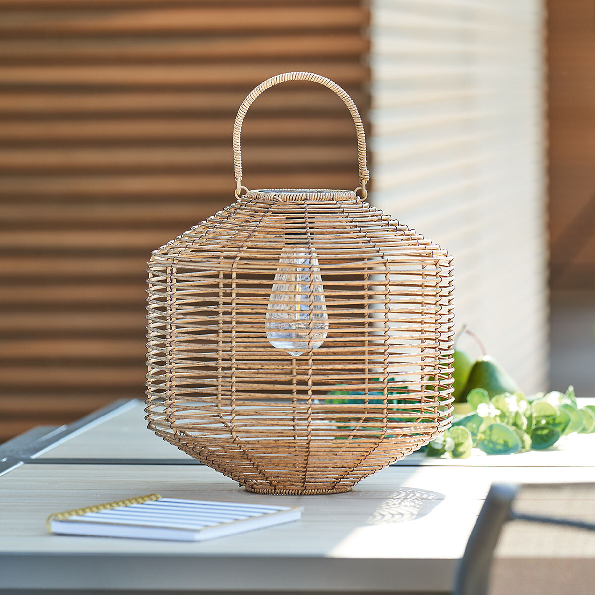 Candeeiro Solar Rattan 30cm