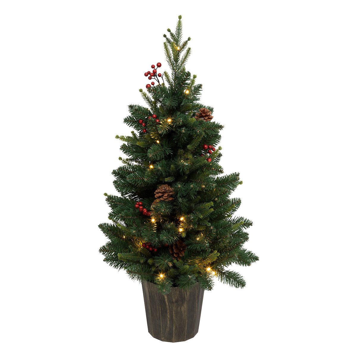 &Aacute;rvore de natal decorativa com LED branco quente 90cm