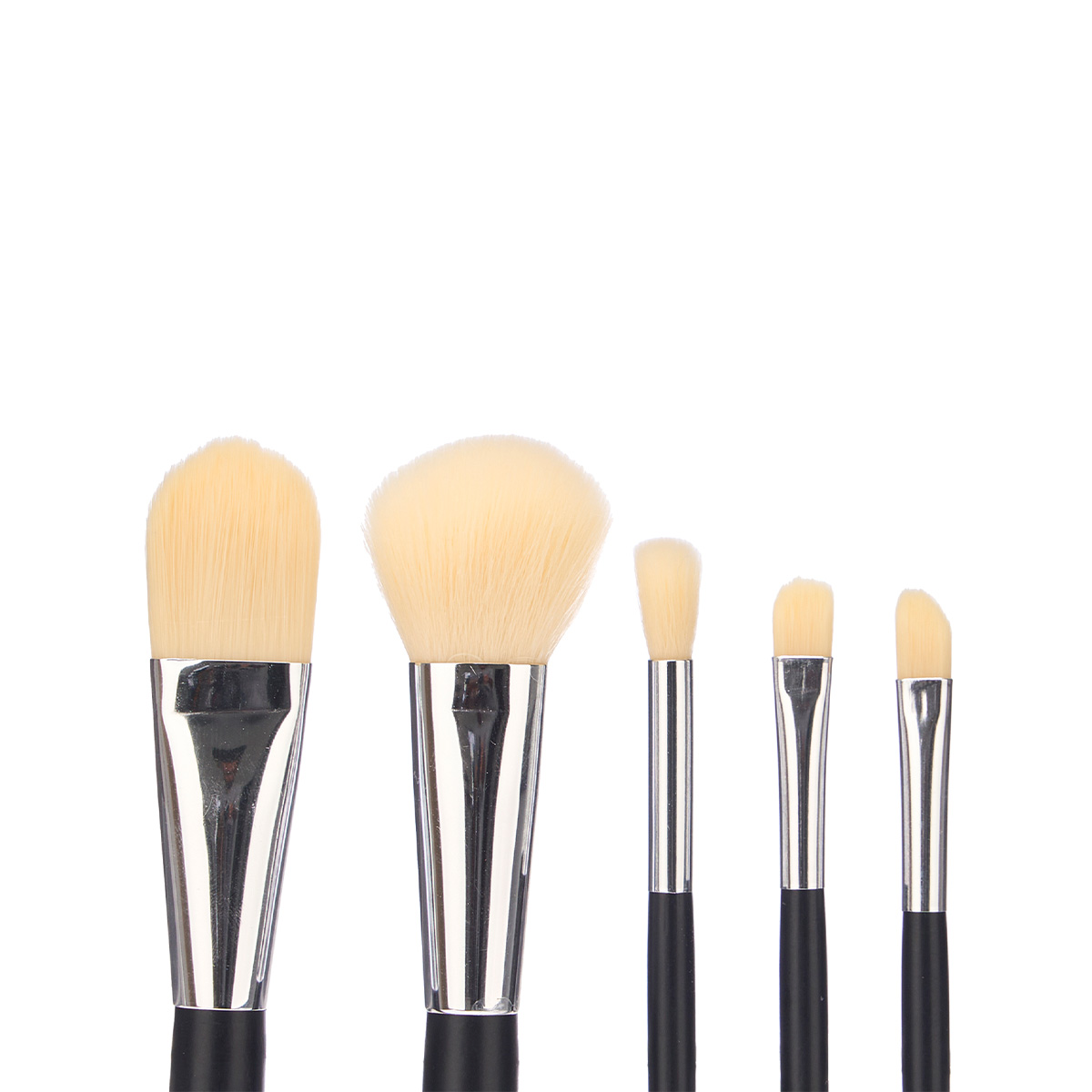 Conjunto espelho com 5 pinc&eacute;is de maquilhagem