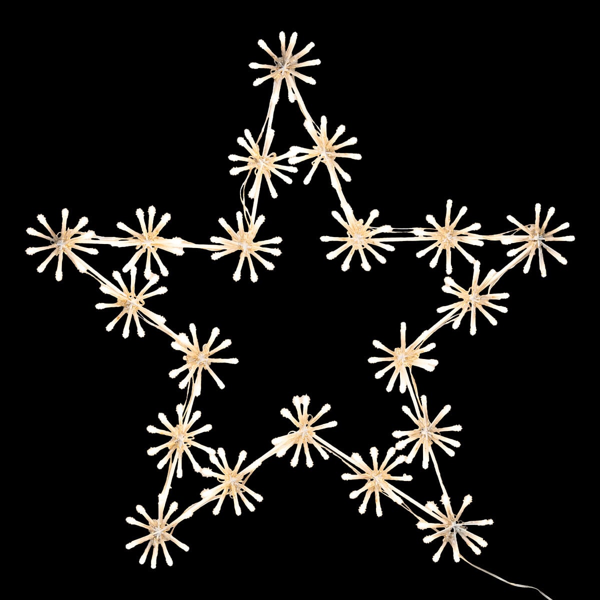 Estrela decorada com flores e led 50cm