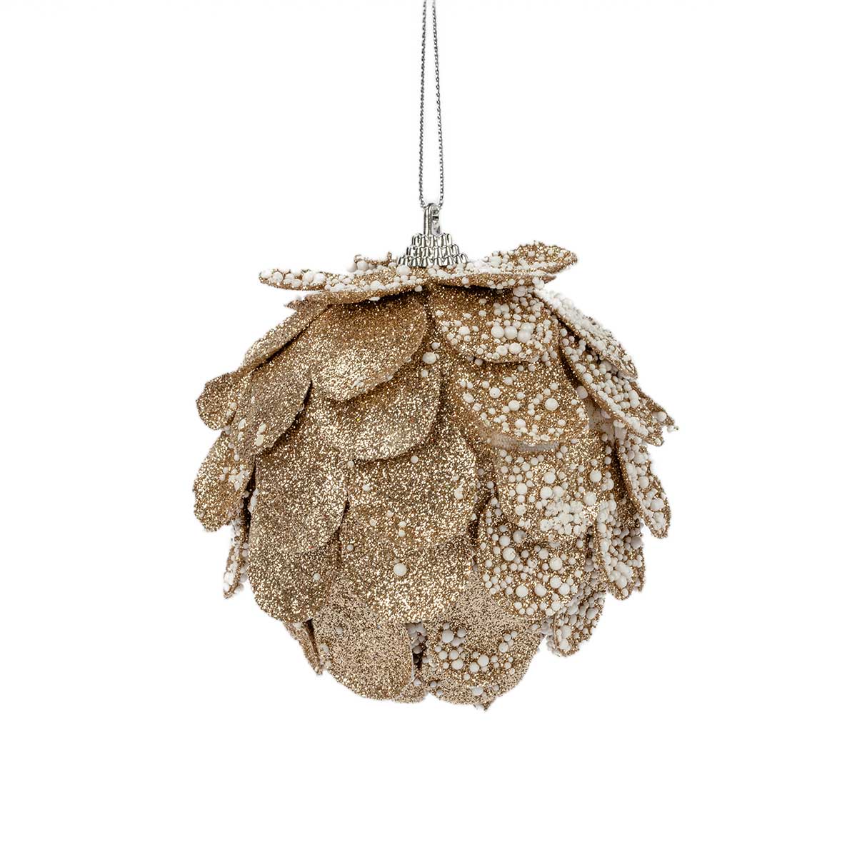 Bola efeito escamas dourado 10cm