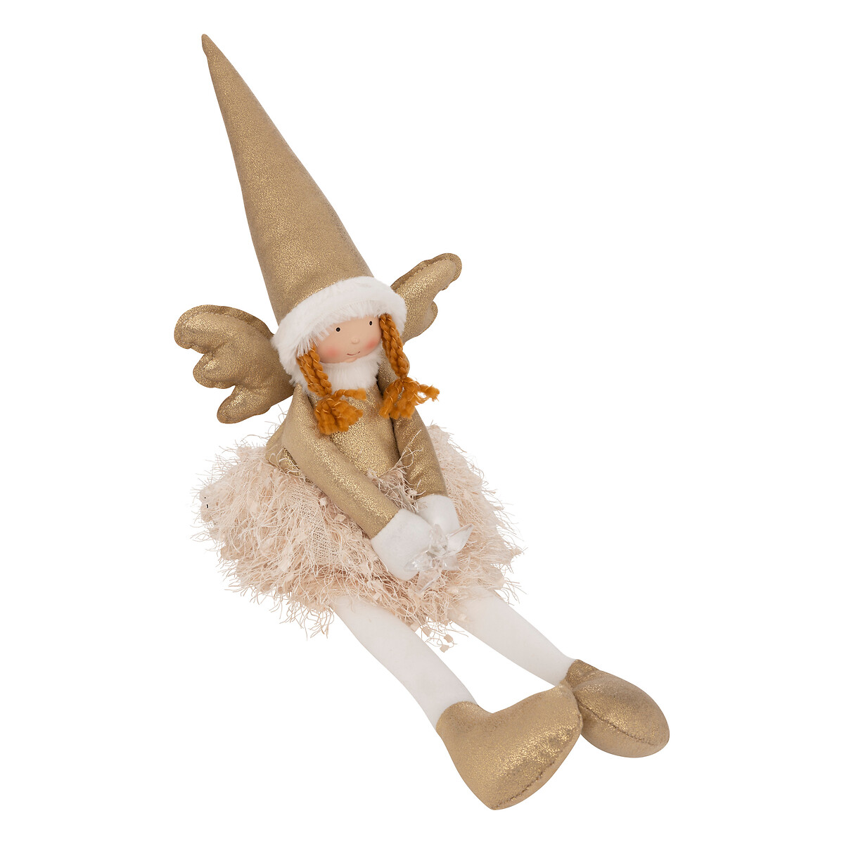 Figura de fada rose com gorro sentada 48cm