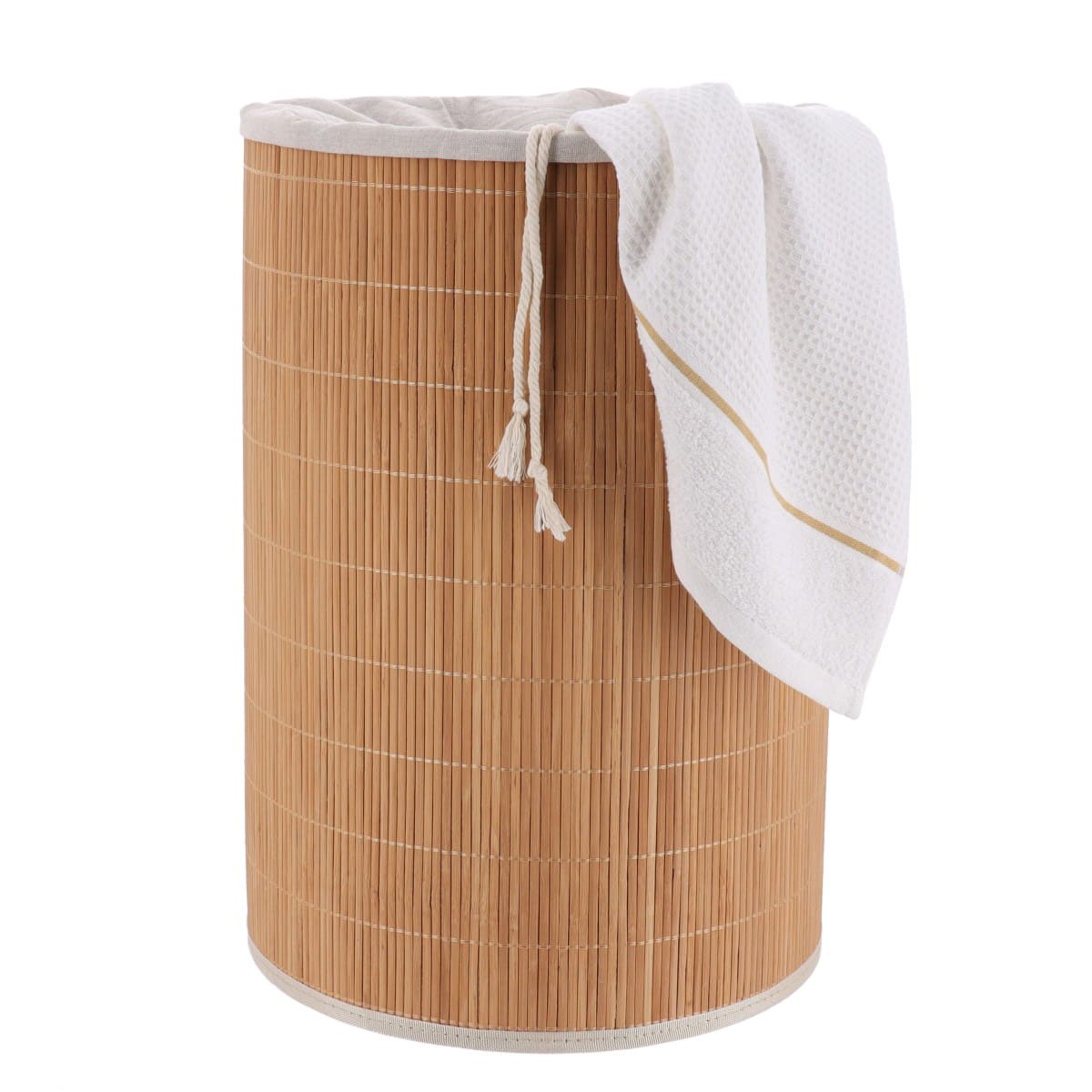 Cesto de roupa wc dobr&aacute;vel castanho em bambu