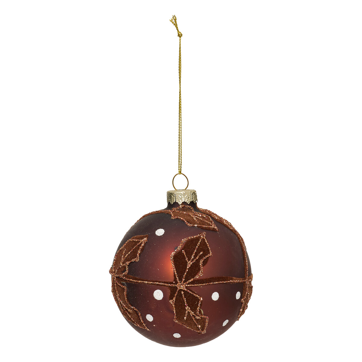 Bola de natal com folhas em cobre 8cm