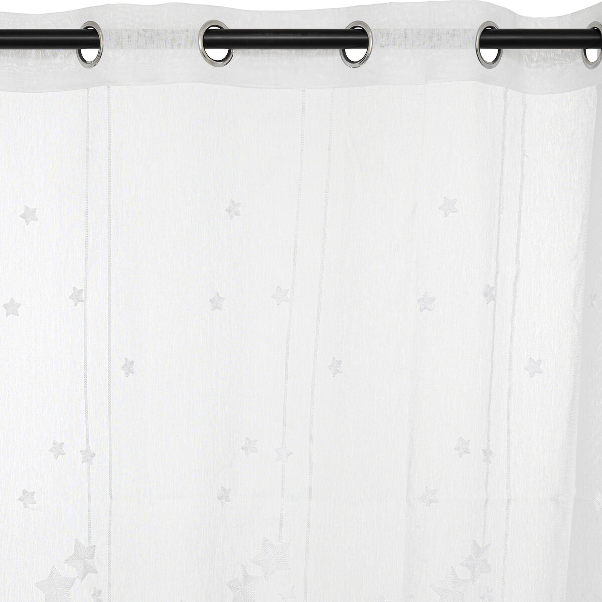 Cortina branca estrelas bordadas 140x240cm,  Cortina branca estrelas bordadas 140x240cm