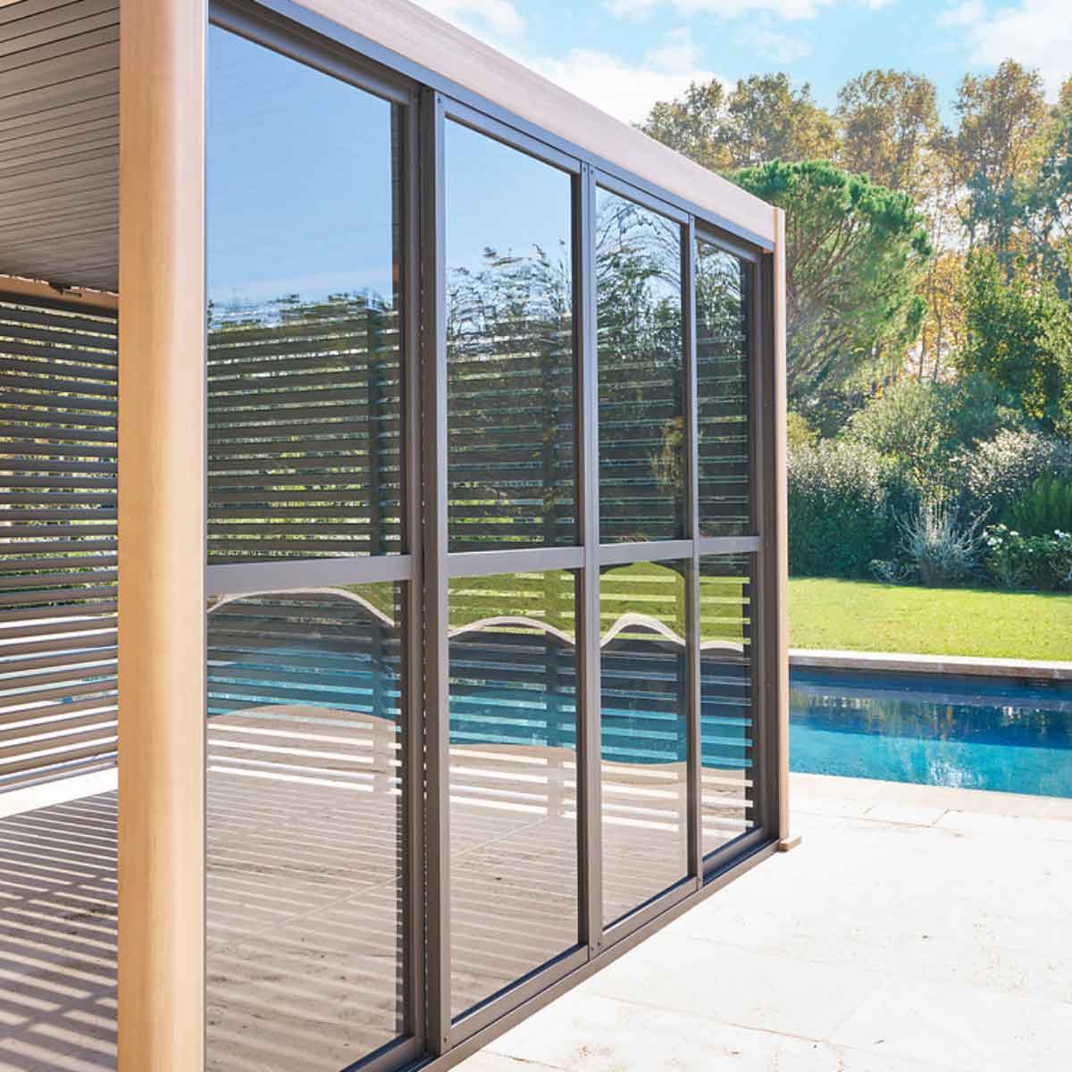 Portas para p&eacute;rgola EVORA cinza escuro 3,6m