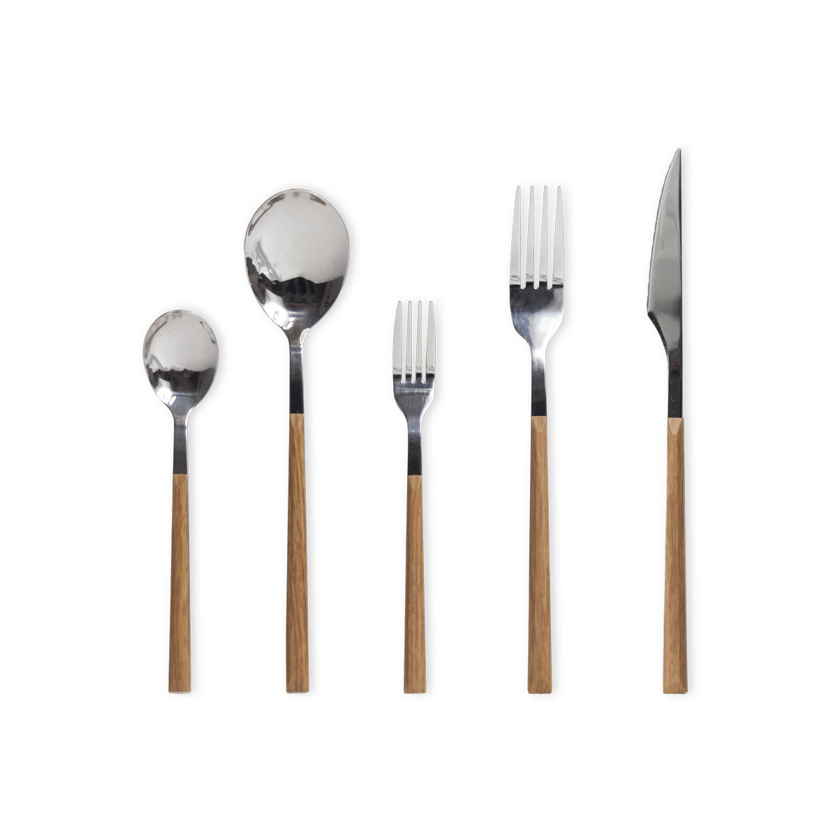 Colher de sobremesa LUNE em inox com cabo castanho