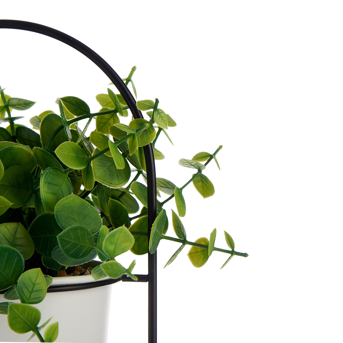 Planta artificial com suporte preto em metal 30cm
