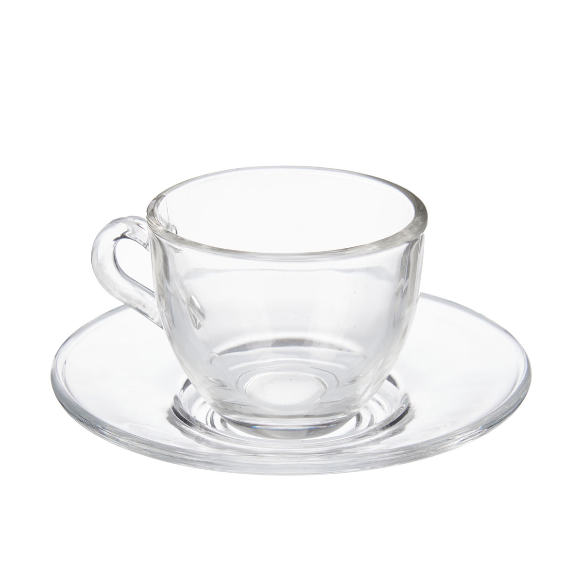 Ch&aacute;vena de caf&eacute; com pires em vidro 85ml