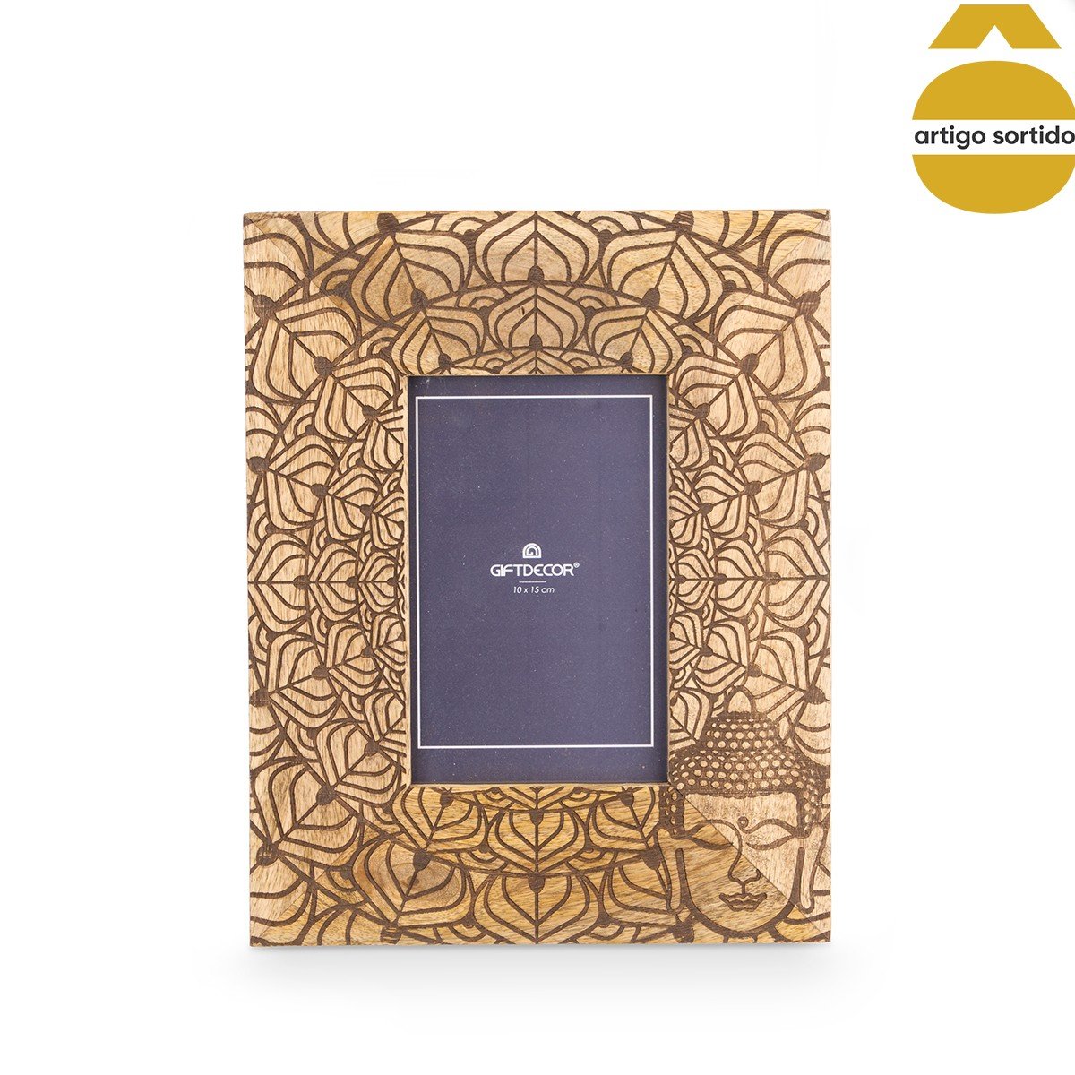 Moldura Buda Em Madeira Mango 10x15cm
