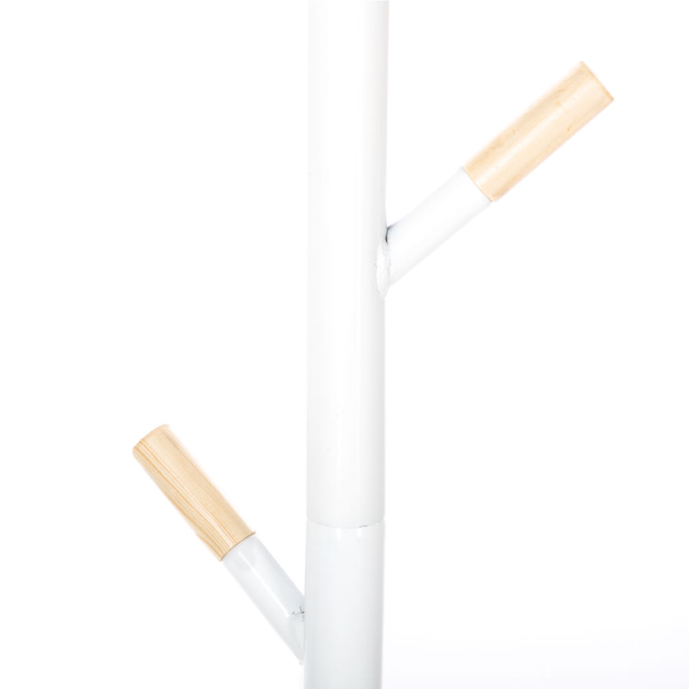 Cabide de pé branco com 6 ganchos