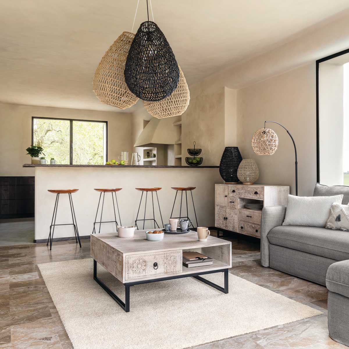 Candeeiro de mesa ETEL preto 55cm