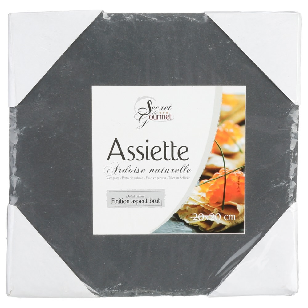 Tabuleiro quadrado em ardósia 20x20cm