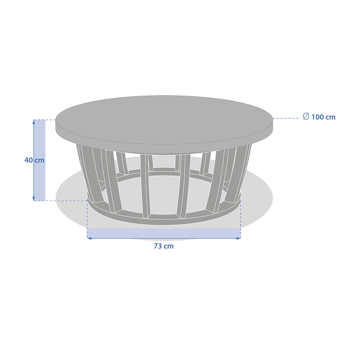 Mesa de centro LEMINDO em madeira eucalipto 100cm