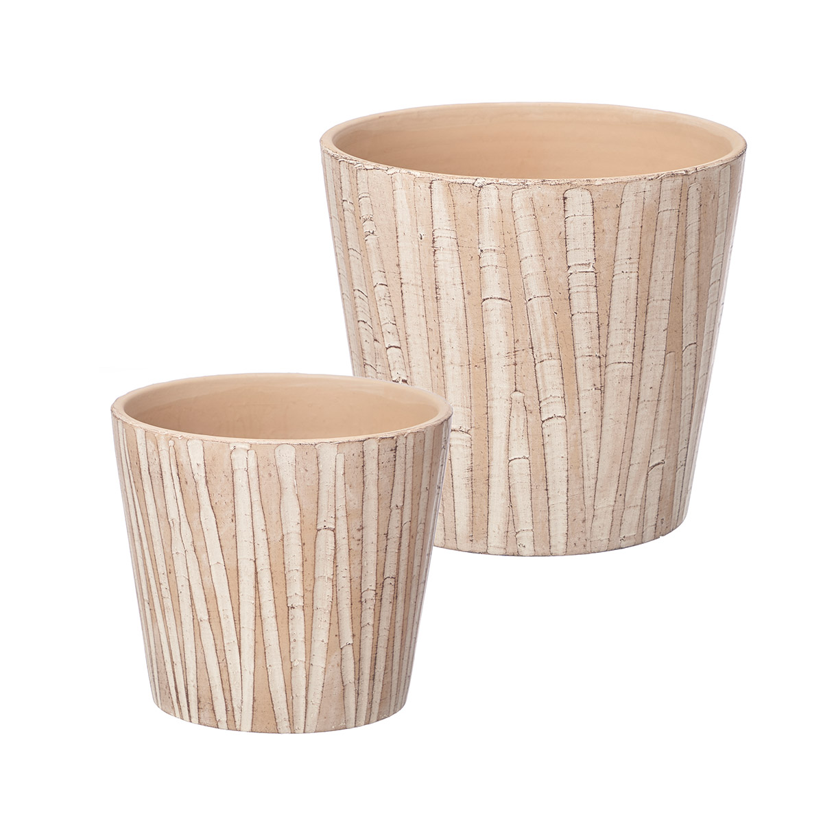 Vaso rosa em cer&acirc;mica efeito madeira 25cm