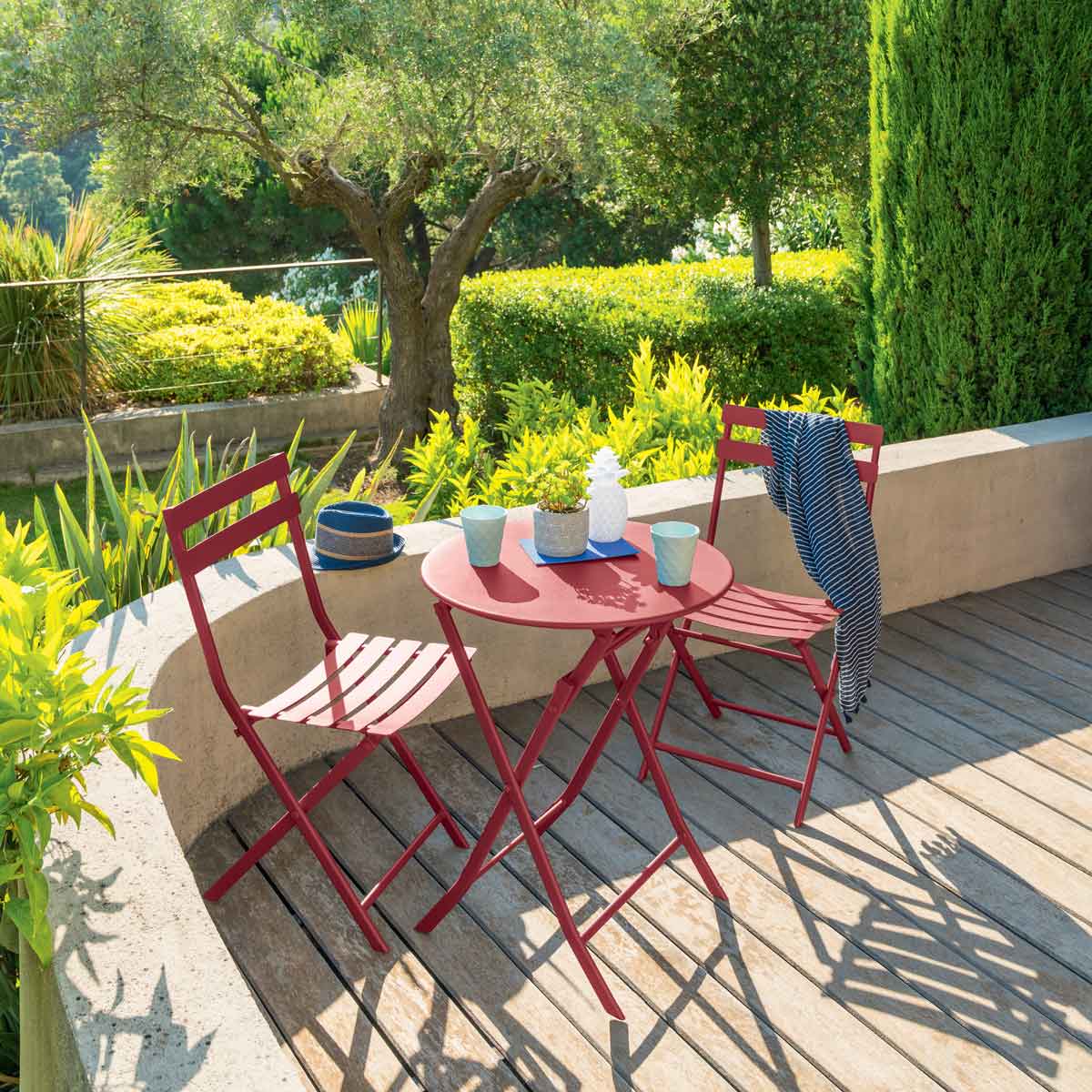 Cadeira dobr&aacute;vel GREENSBORO rosa em metal