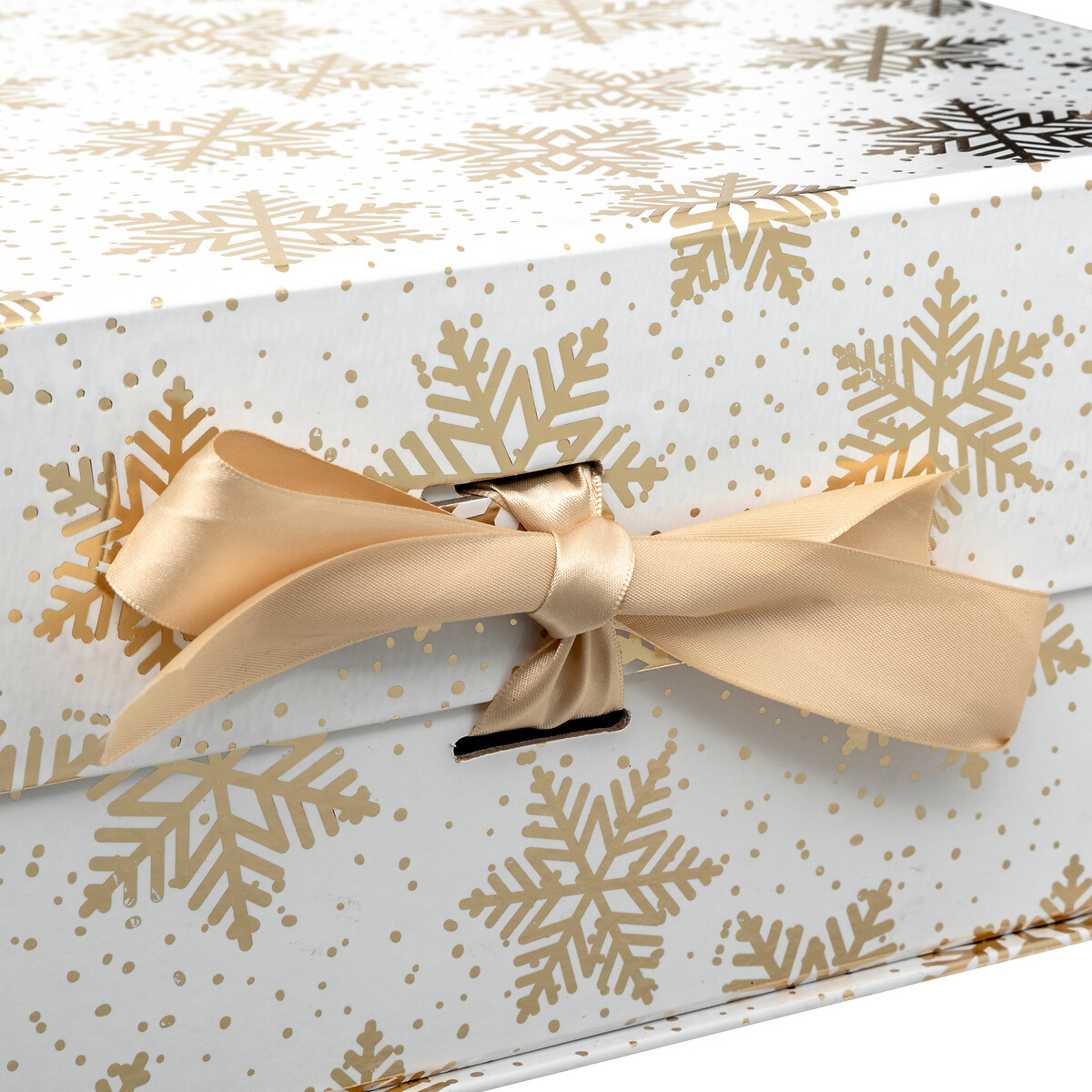 Caixa presente branco e dourado 15cm