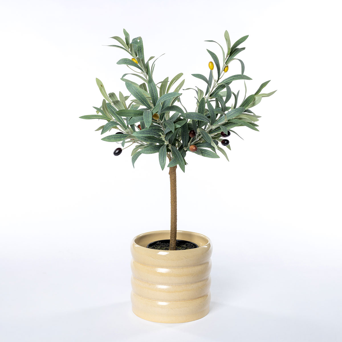Vaso de cerâmica ondulado bege 16cm,  Vaso de cerâmica ondulado bege 16cm