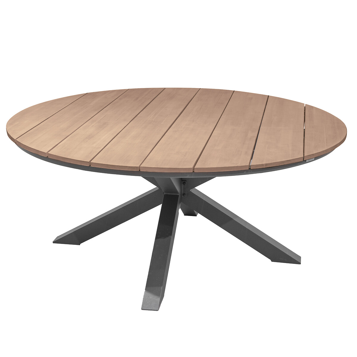 Mesa ORIENGO redonda graphite em madeira ac&aacute;cia 160cm