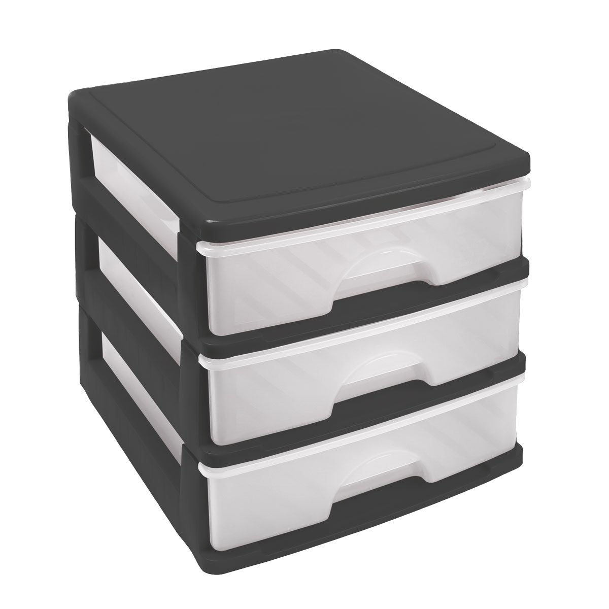 M&oacute;dulo com 3 gavetas a4 preto