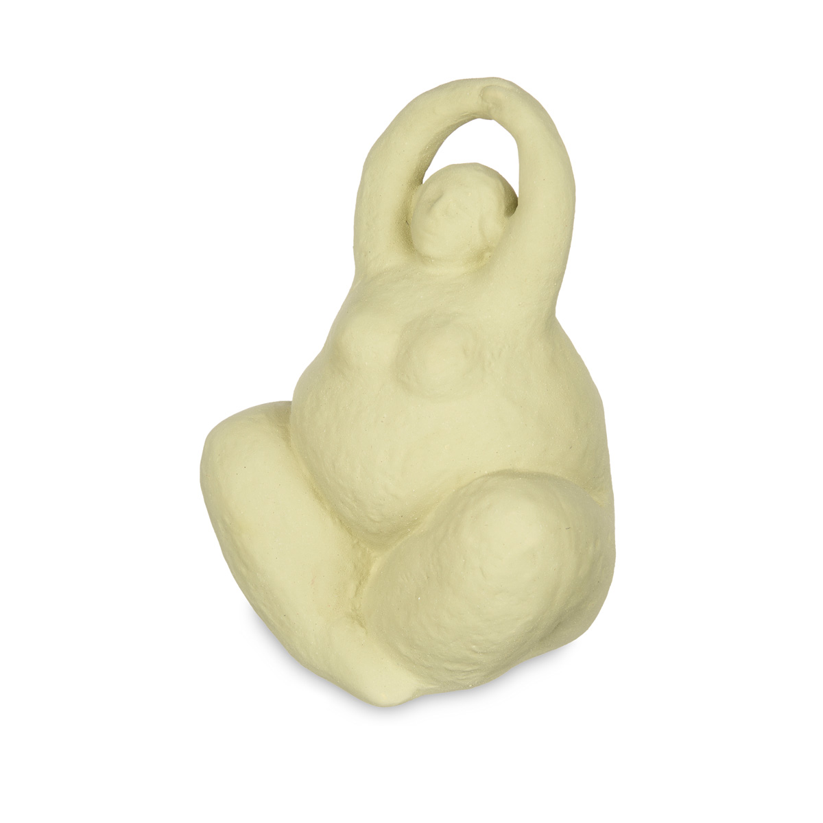 Est&aacute;tua figura de mulher yoga em cer&acirc;mica verde 18cm