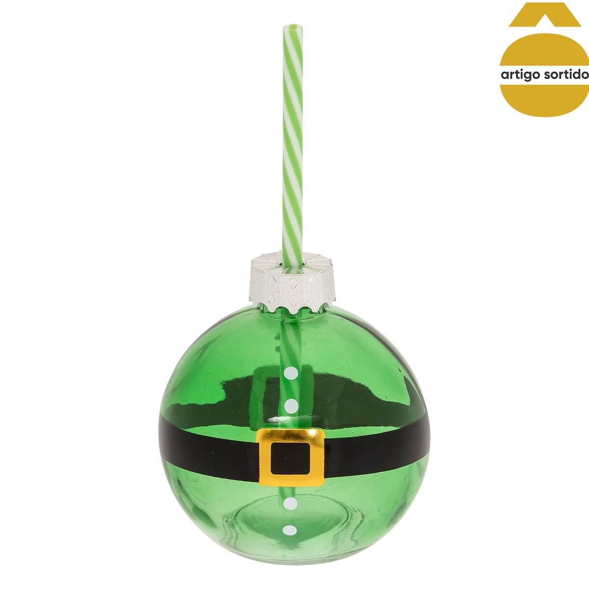 Copo com palhinha em vidro 10x20cm