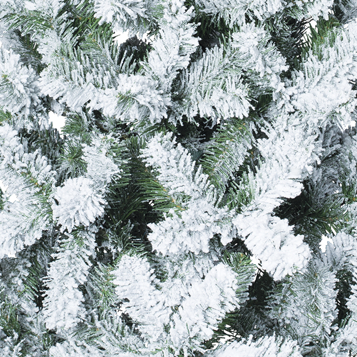 Árvore De Natal Floque Verde Com Efeito Neve 210cm