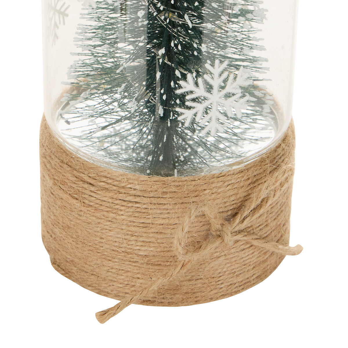Vaso de vidro com &aacute;rvore de natal decorativa 20cm