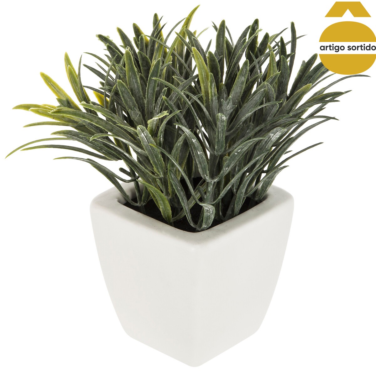 Vasinho de cerâmica com planta artificial verde