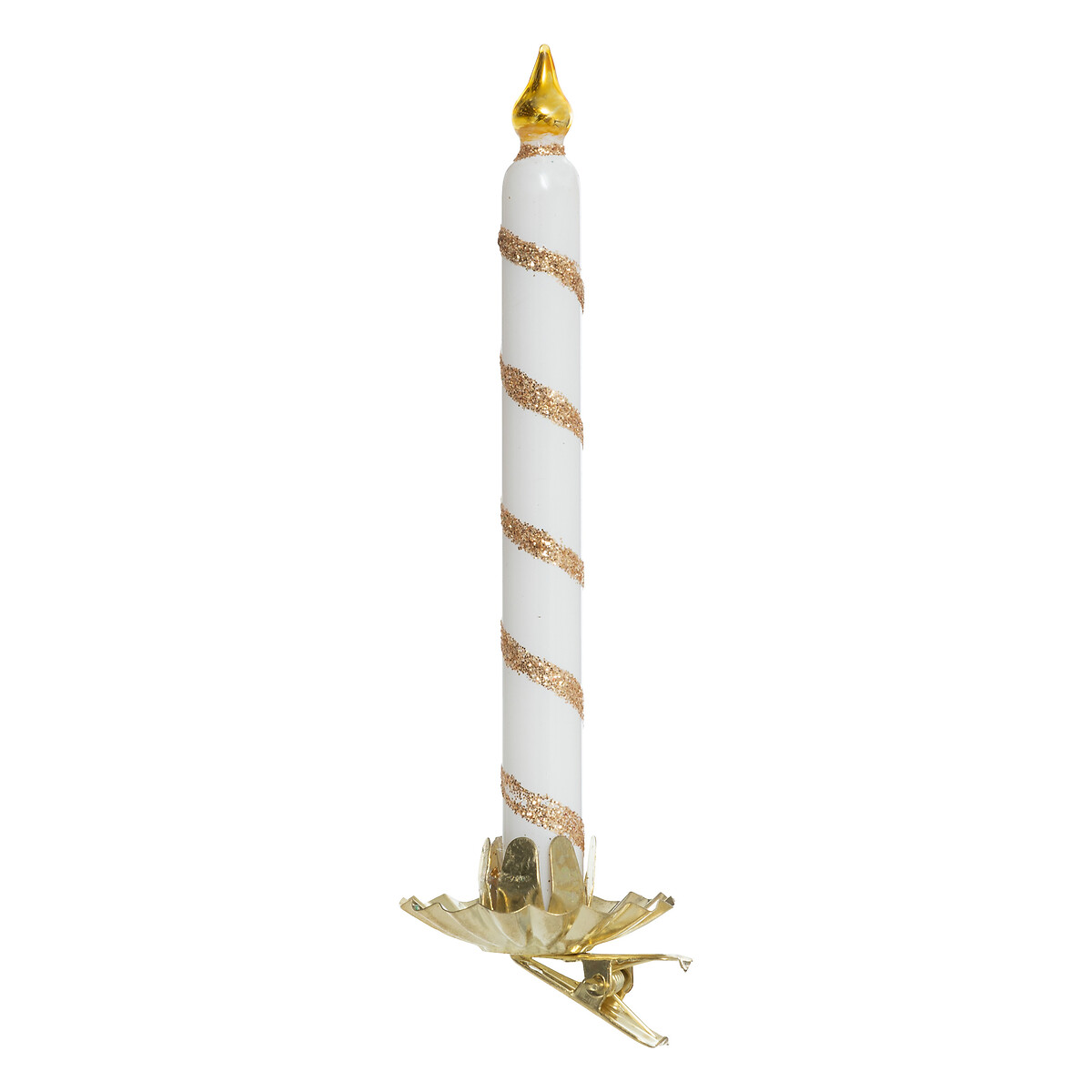 Pendurante em forma de vela com mola em vidro 14,5cm