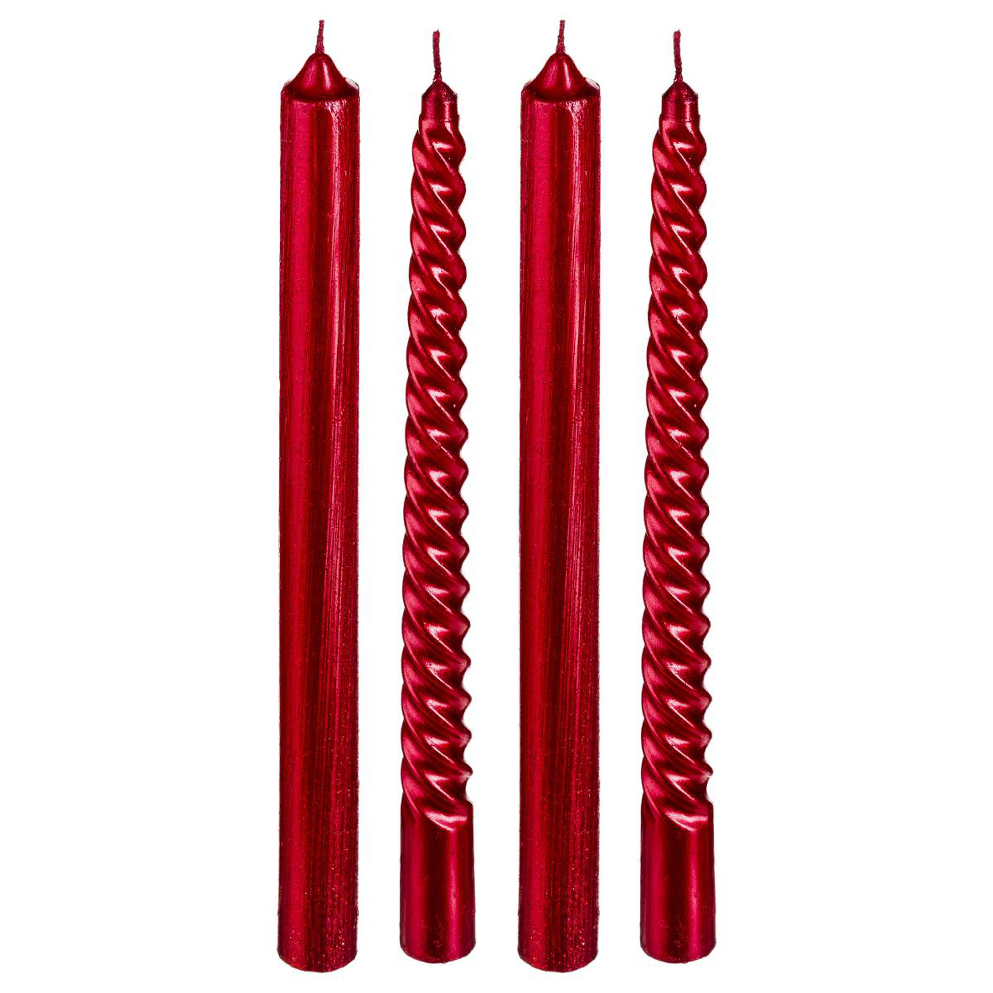 Conjunto de 4 velas natal&iacute;cias vermelhas