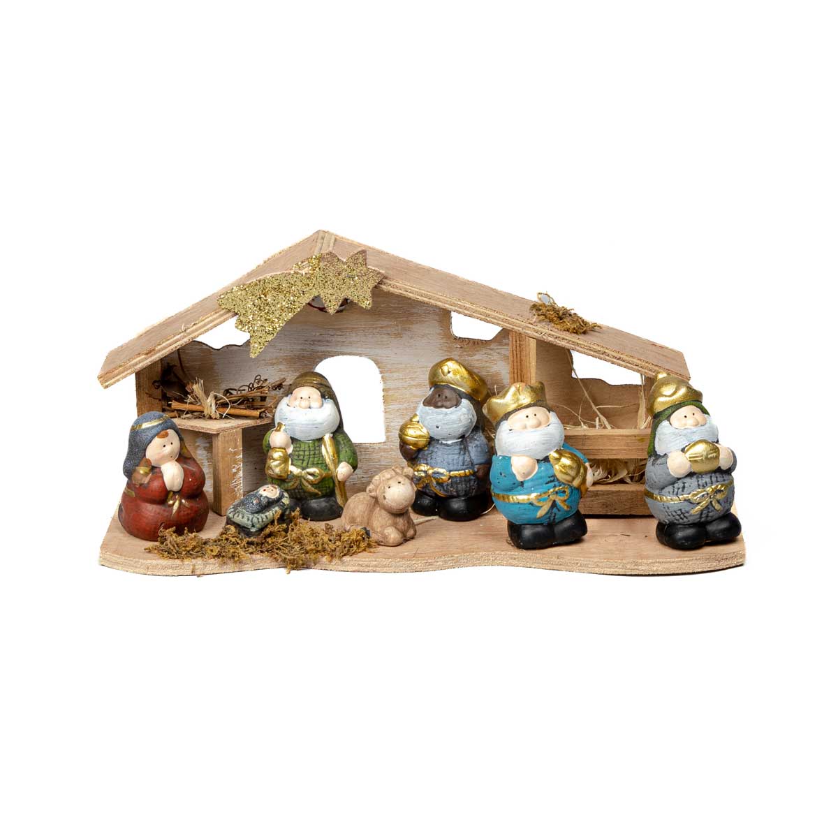 Pres&eacute;pio infantil com 5 figuras e ilumina&ccedil;&atilde;o