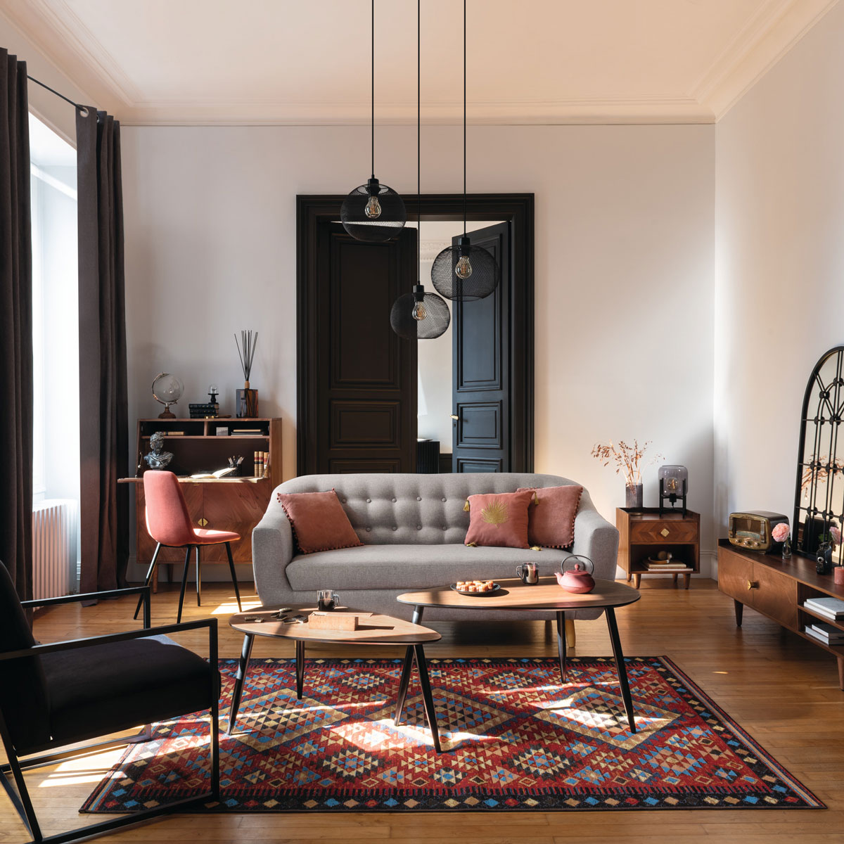 Conjunto de 2 mesas de apoio MILEO castanho escuro,  Conjunto de 2 mesas de apoio MILEO castanho escuro