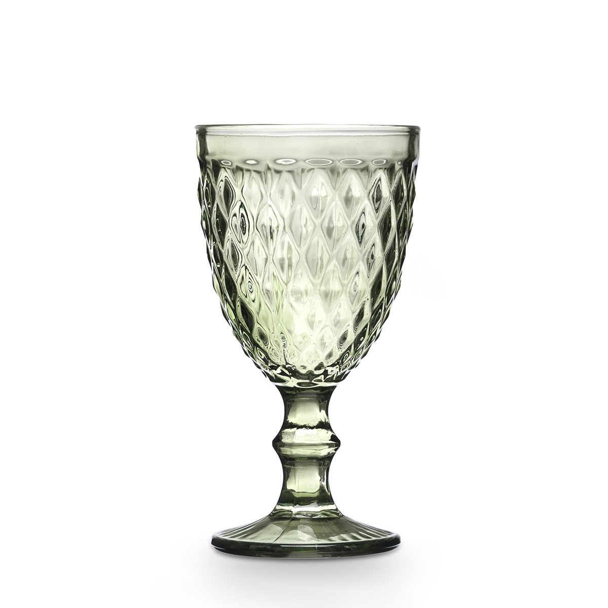 Copo De &Aacute;gua Diamante Verde Em Vidro Com P&eacute; 34cl