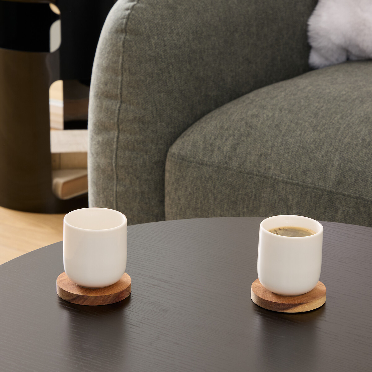 Conjunto de 4 chávenas com base madeira acácia ELEGANCE 10cl