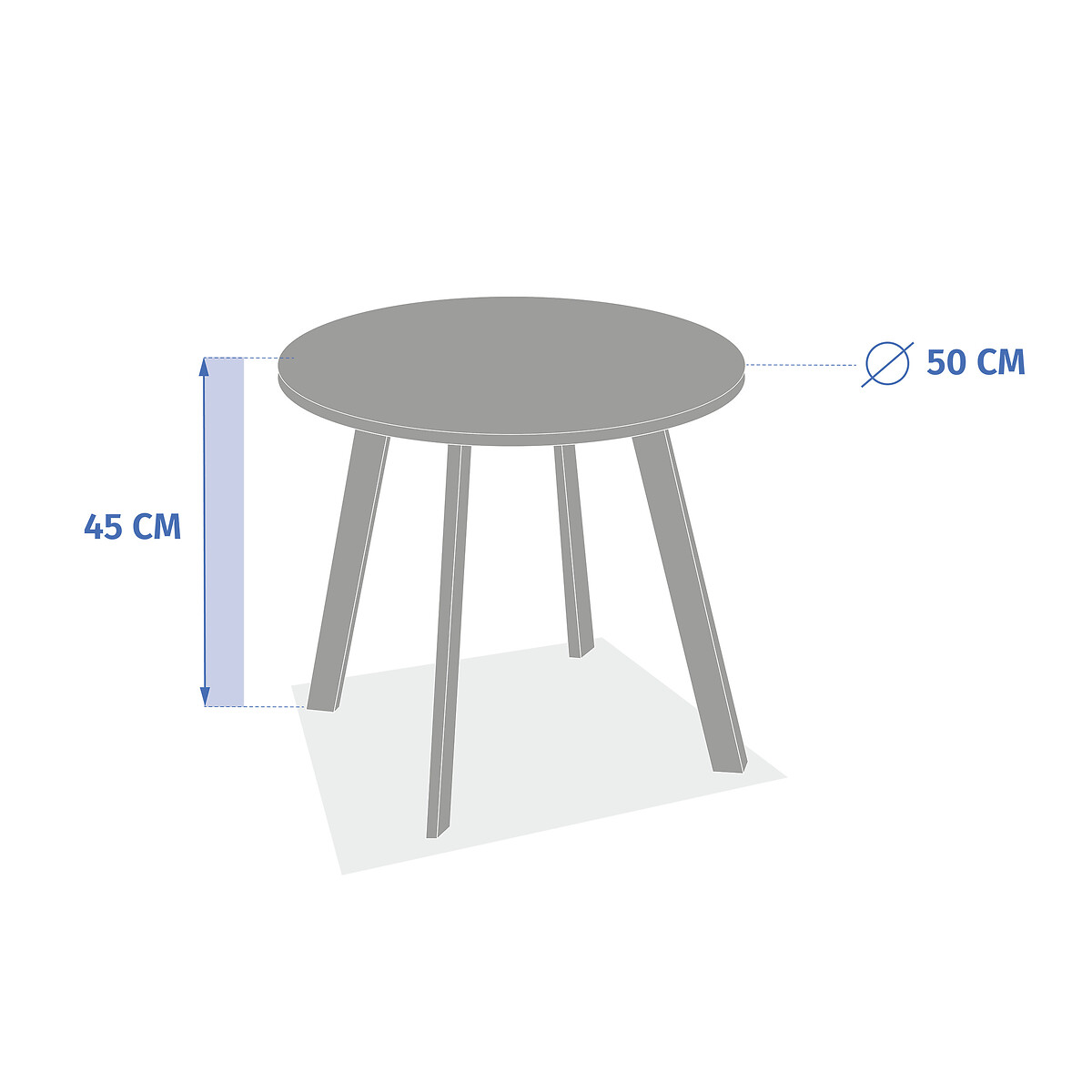 Mesa de apoio SAONA cinza 50cm
