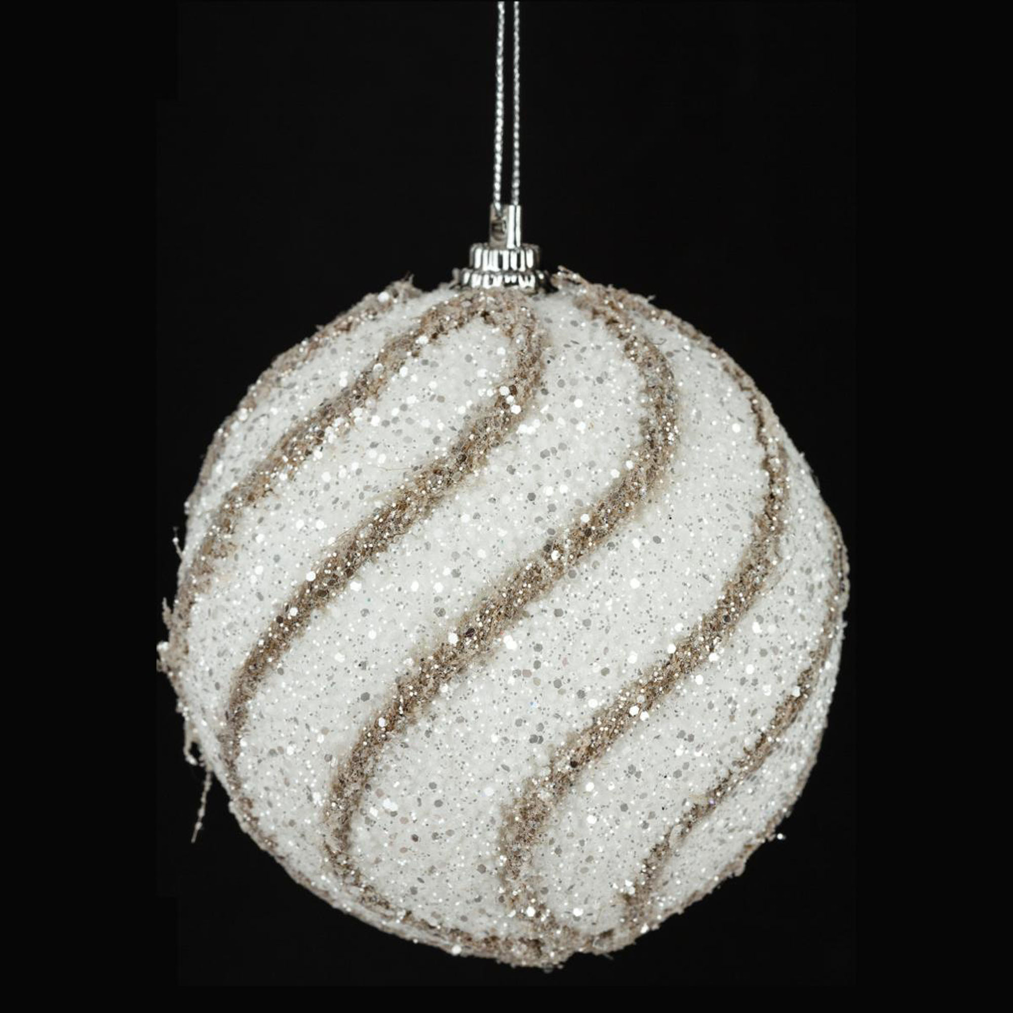 Bola de natal branca com fio em juta