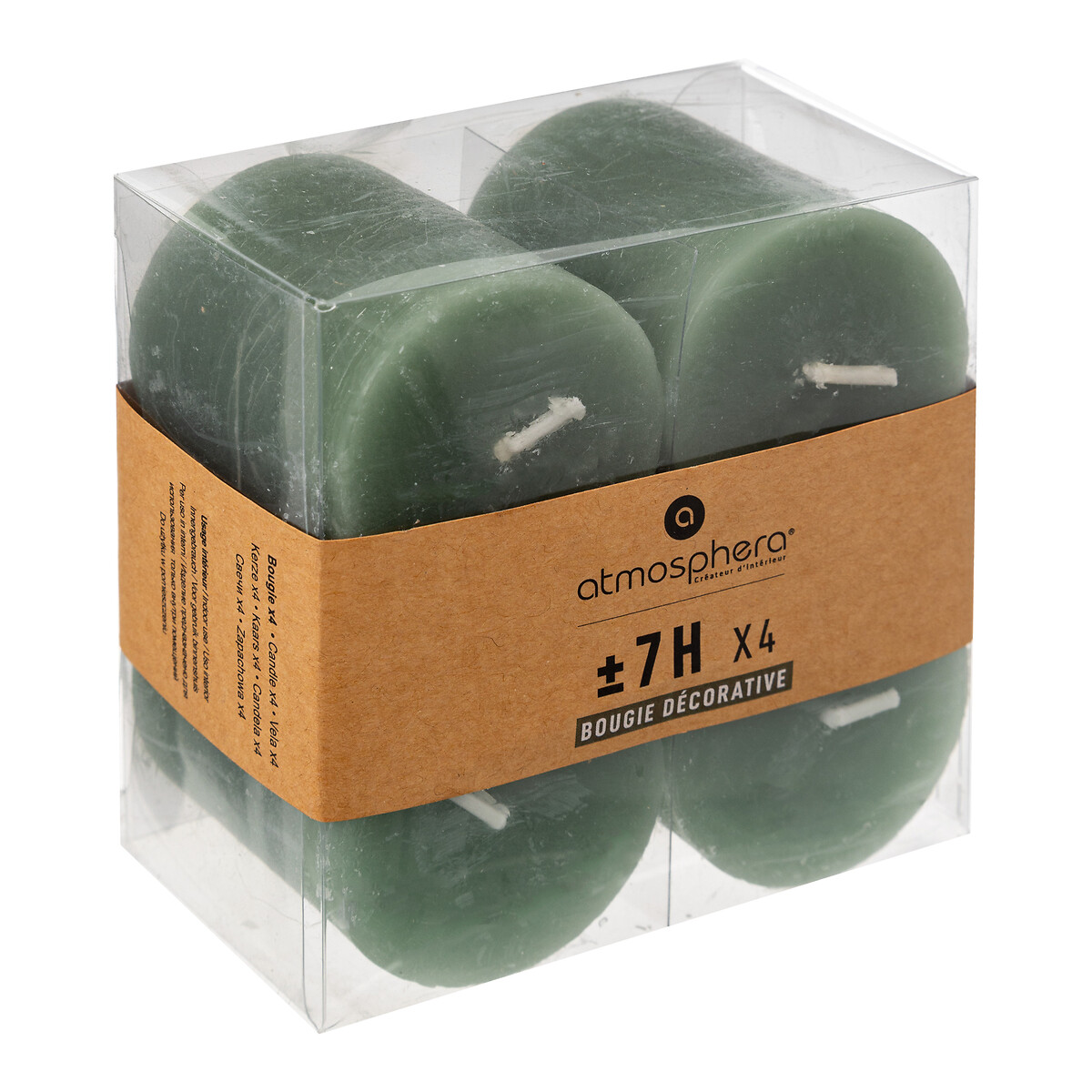 Conjunto de 4 velas votivas OLIA verde celadon 4,5cm