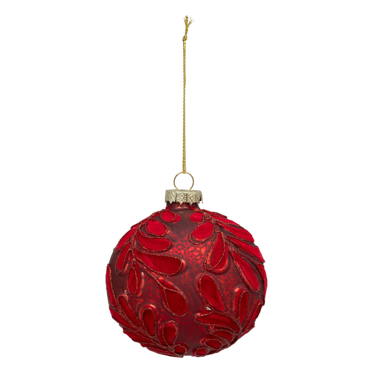 Bola folhas veludo bordeaux 8cm