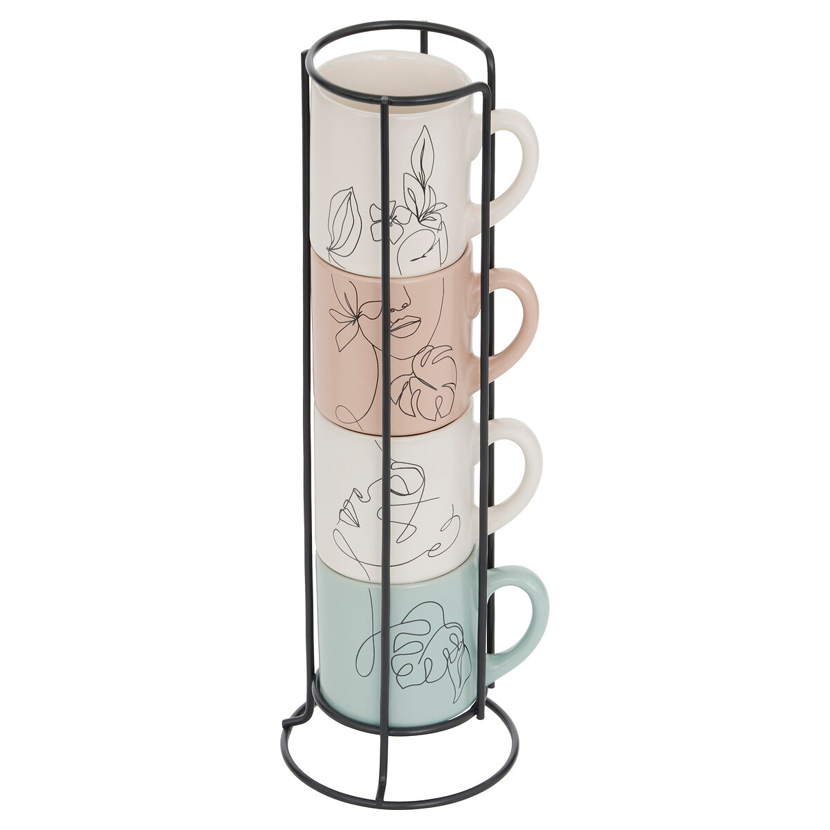 Conjunto de 4 canecas com suporte VISAGE 12cl