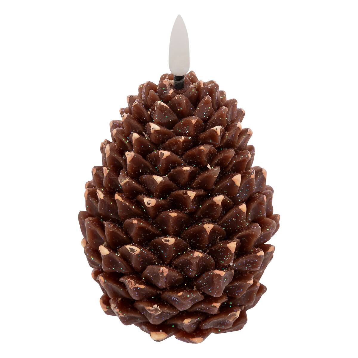 Vela pinha led castanho 13cm,  Vela pinha led castanho 13cm